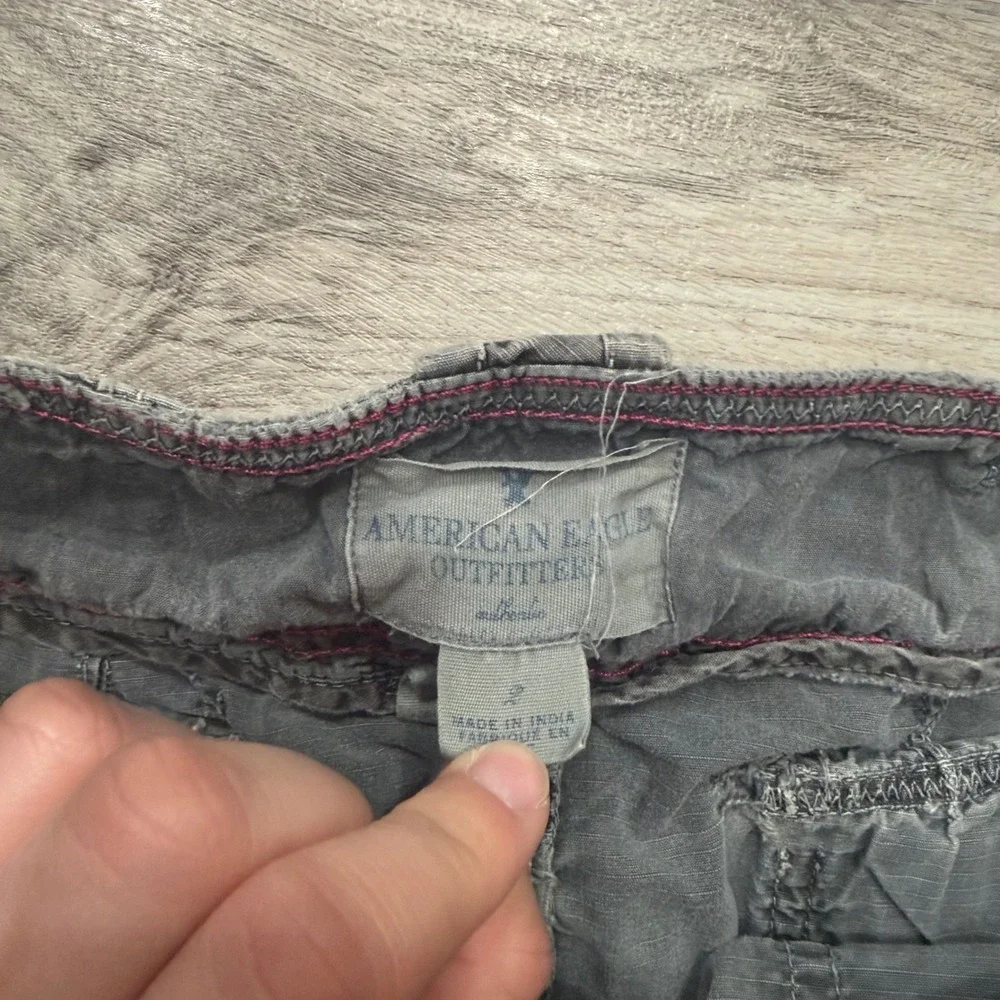 American Eagle Outfitters Camo Cargo Mini Skirt Gray Ripstop Size 2 Utility